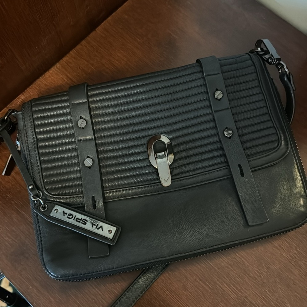 Via Spiga Black Leather Crossbody Bag